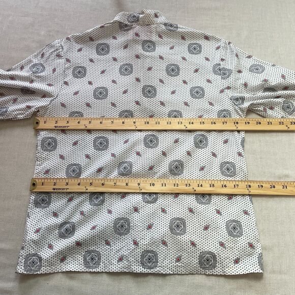 Pendleton Vintage Top Size 6 Petite White Gray Geometric Secretary Cotton 90s - Picture 11 of 13